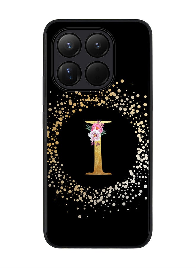 For Xiaomi 15T Case,Slim fit Camera Protection, Shockproof Thin Phone cover  - Custom Monogram Floral - I ( Black )